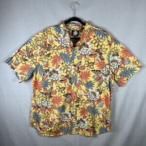 VTG Reyn Spooner Floral Aloha Shirt Tailored Fit 3XL Yellow Tropical Hawaiian
